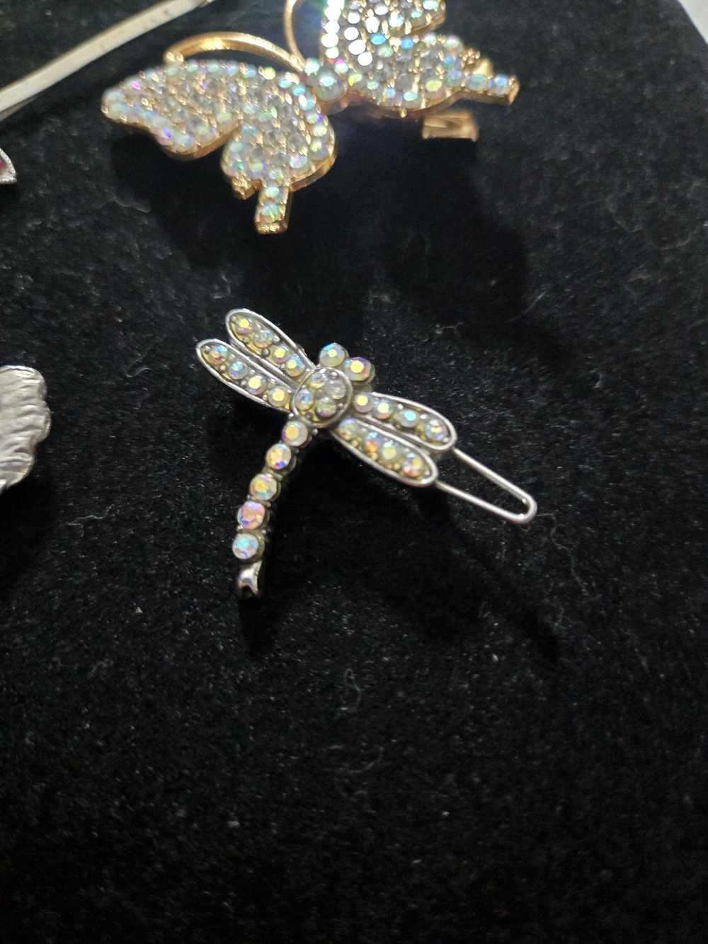 Vintage Butterfly & Dragonfly Hair Clips - Multicolor Rhinestone Accents - Picture 3 of 6